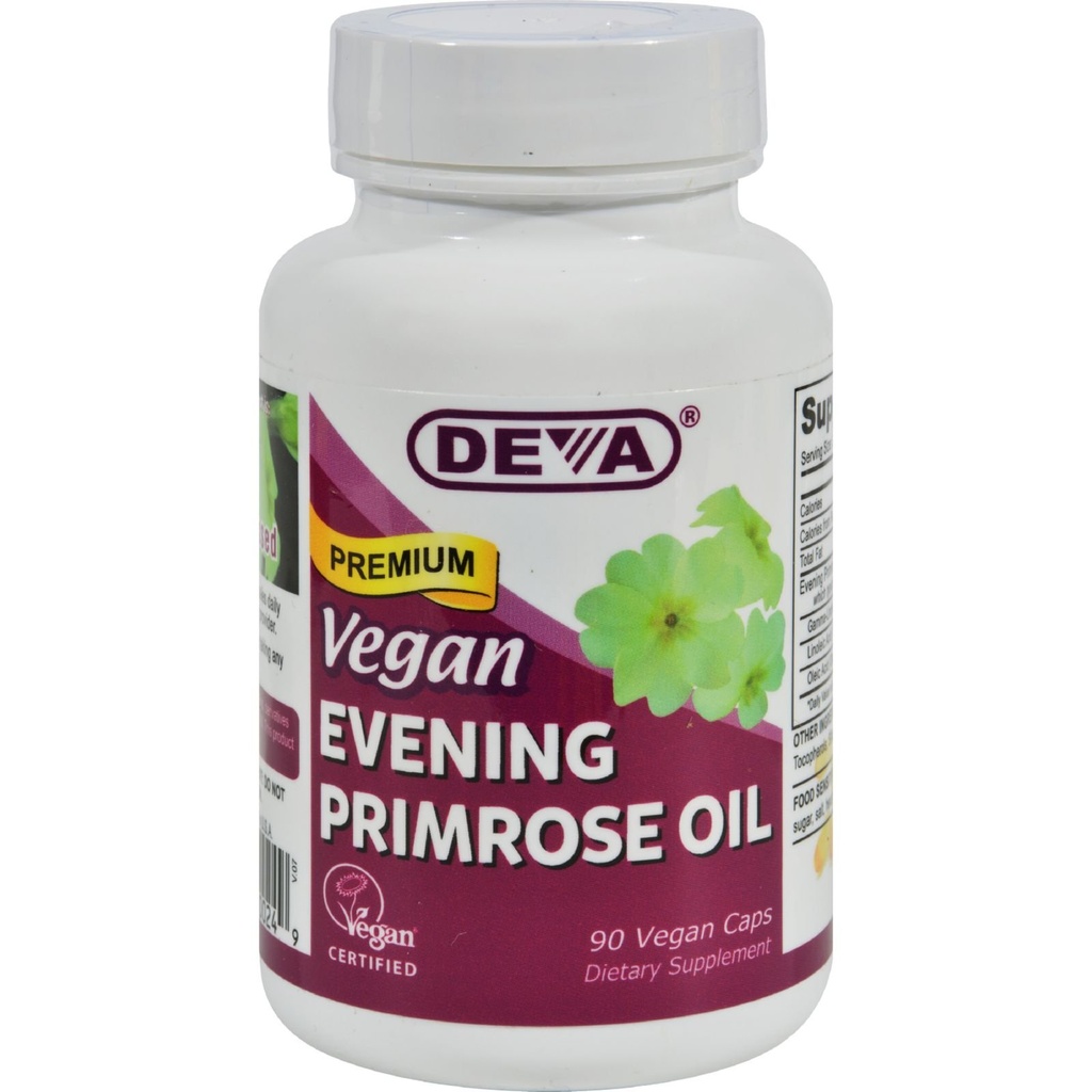 Deva Vegan Evening Primrose Oil - Niet geraffineerd - Koud geperst - Glutenvrij - 90 Vegan Capsules (verpakking van 2)