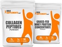 BulkSupplements Collageen Peptides 1kg + Gras Fed Wei Proteïne Concentraat 1kg Bundel