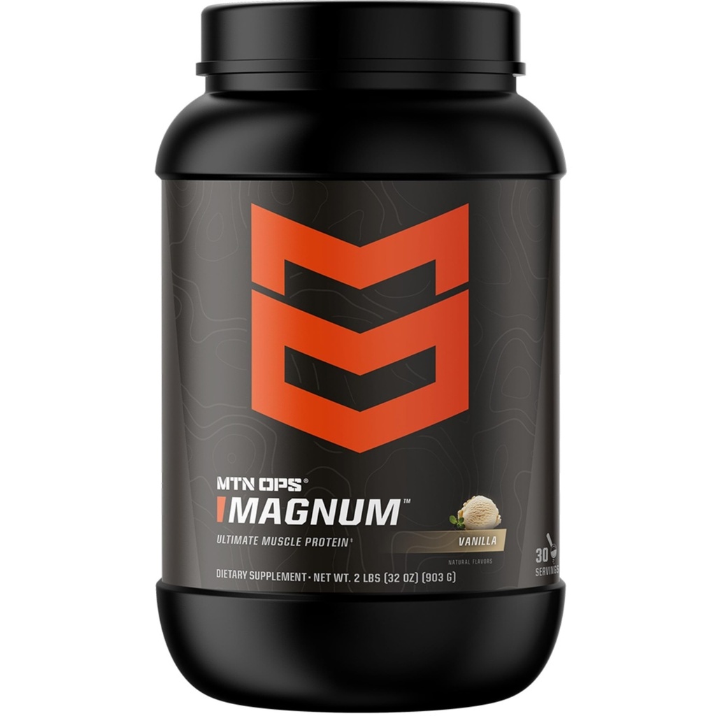 MTN OPS Magnum Vanille Proteïne Poeder, 23g Wei Isolaat Proteïne & Melk Proteïne met BCAA's, Zero Sugar & Glutenvrij, Vanille Milkshake, 30-Serving Tub