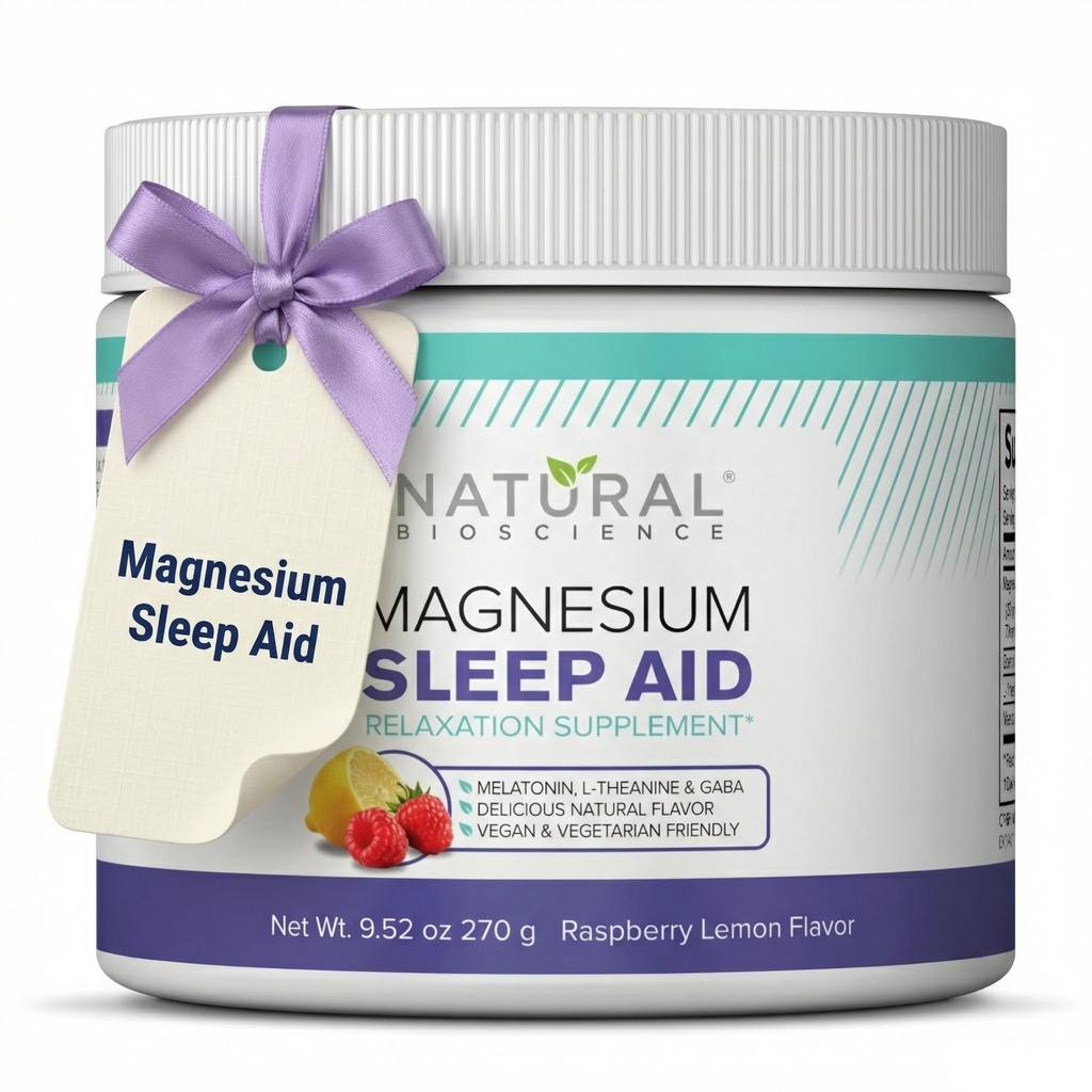 Magnesium slaapnacht poeder - Magnesium Citroen, Magnesium Glycineer met Melatonine, L-Theanine en GABA slaaphulp, natuurlijke slaapsupplement, Veganistisch, Glutenvrije, Raspberry Citroen smaak