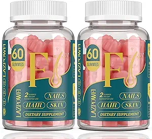 Biotin Gummies - Hair huid en nagels vitamines voor mannen & vrouwen, Vegan vitamine B7, ondersteunt haargroei en sterkere nagels, 60 dagen Supply-Raspberry-2 Pack