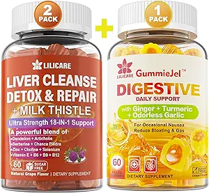 Bundle Ginger kauwt supplement Gummies voor misselijkheid, maagrelief en lever reinigen Detox & reparatie Gummies met melkdistel