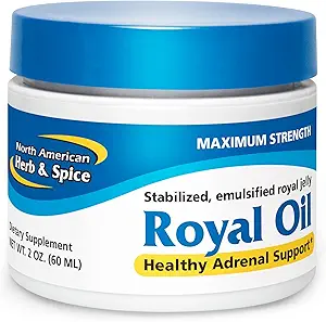North American Herb & Spice Royal Oil - 2 fl. oz. - Raw Royal Jelly - Healthy Adrenal Support, Fights Stress - High in 10-HDA & B Vitamines - Non-GMO - 20 Servings