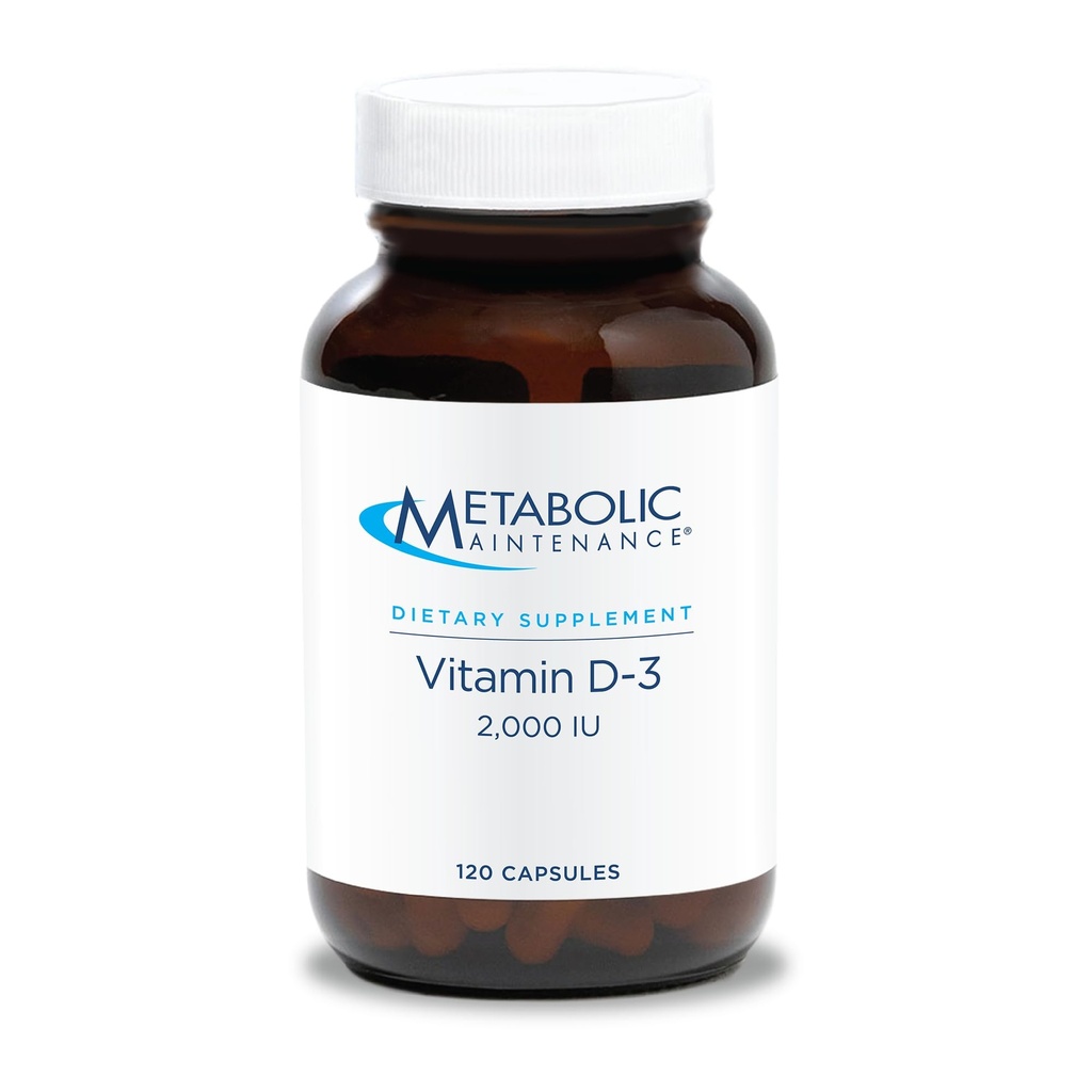 Metabolische Onderhoud Vitamine D-3 2000 IE - Superior Absorptie D3 met Vitamine C - Bot, Immuun, Mood + Cardiovasculaire Ondersteuning Supplement, Geen Fillers (120 Capsules)