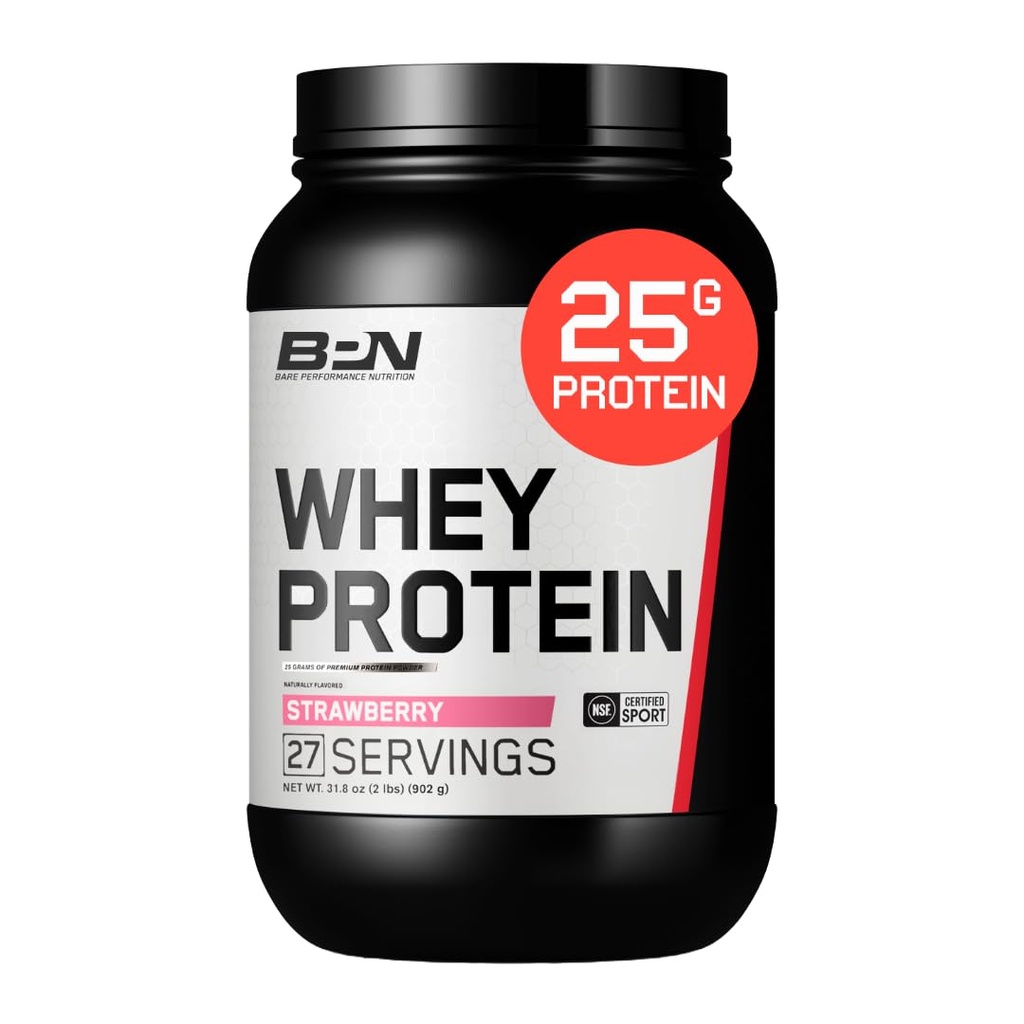 BARE PERFORMANCE NUTRITION, BPN Wei Proteïnepoeder, Wei Proteïne Concentraat, Native Micellar Caseïne, Verbazingwekkende Mixability, Aardbei