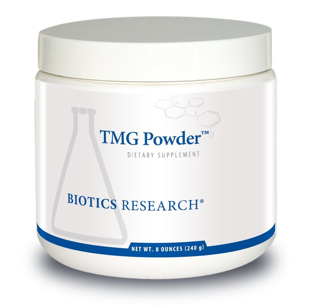 Biotics Research TMG Powder  Betaine. Formule poeder. Methyldonor, bloedvatbescherming. Spier Gain. Ontgifting. Ondersteunt gezonde homocysteïne niveaus Bevat: 8 Oz (240g)