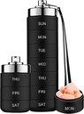 Mossime metalen pil Organisator Weekly, Stapelbare waterdichte reis pil Box, grote aluminium Legering pil geval Container, BPA Gratis 7 dagen dagelijkse geneeskunde Organisator voor vitamine, visolie, supplement