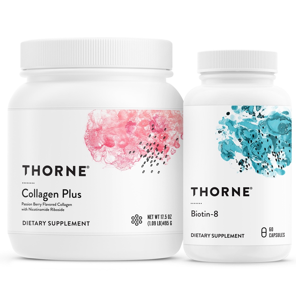 THORNE - Collageen Plus en Biotin 8 bundel voor stralende huid, haar en nagels - 30 porties