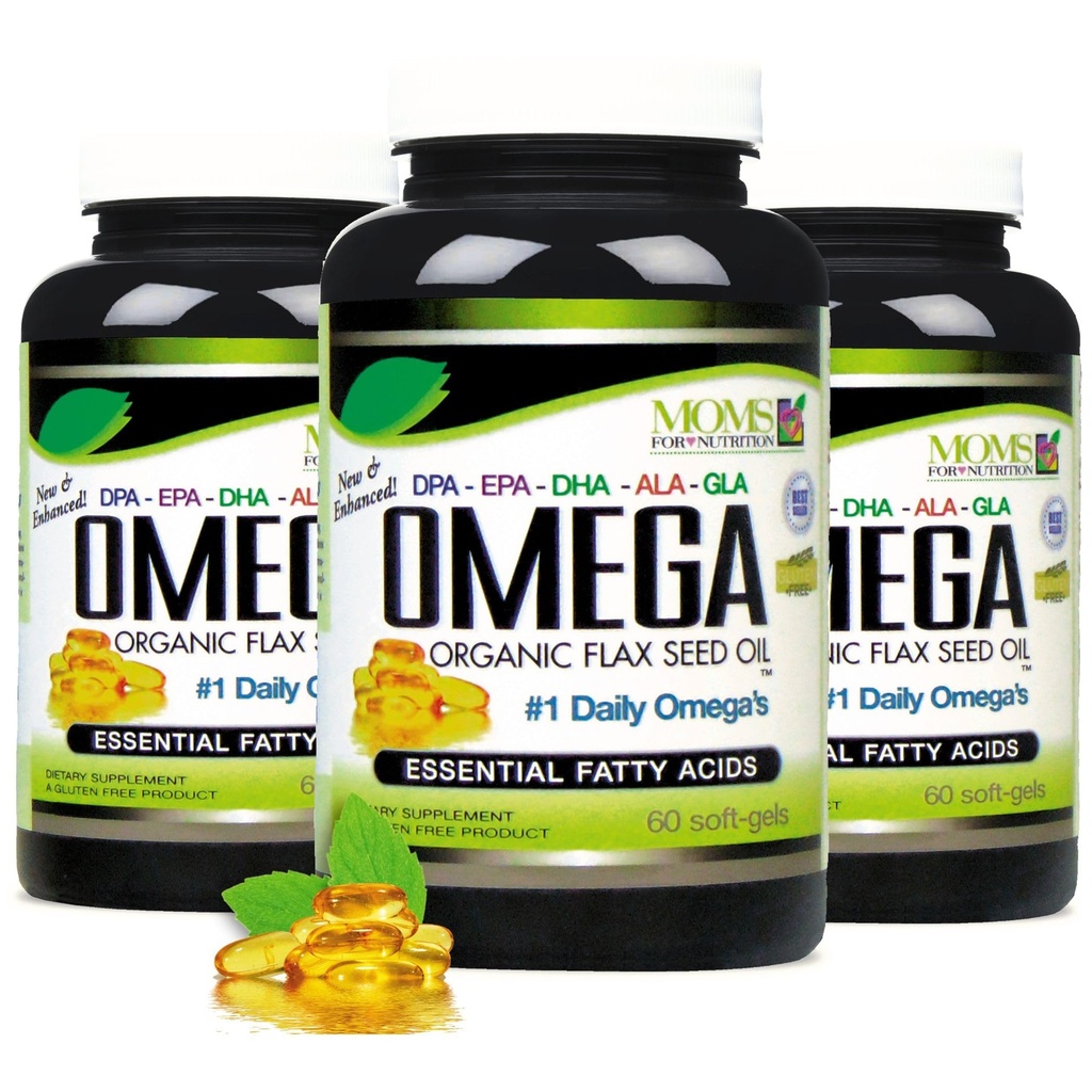 Natuurlijke Omega 3-6-9 Blend DPA, EPA, DHA, ALA en GLA - Biologische Vlaszaadolie plus Wild Gevangen Natuurlijke Visolie - Meer dan 2.800 Milligram sterkte - Glutenvrij - Made in The USA - 60 SoftGels (Pack of 3)
