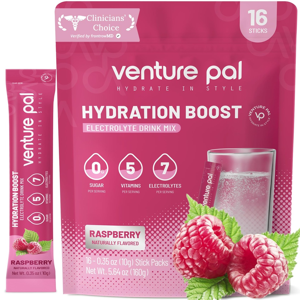 Venture Pal Sugar Free Electrolyte Powder Packets - Liquid Daily IV Drink Mix for Rapid Hydration & Party Recovery 5 Vitaminen & 7 Elektrolyten . Keto Friendly 