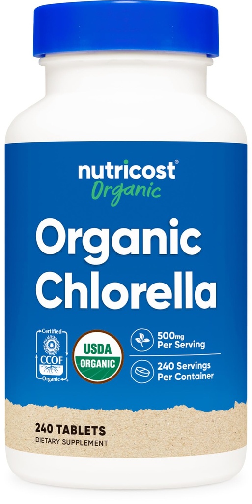 Nutricost Biologische Chlorella 500mg, 240 tabletten - Glutenvrij, Non-GMO