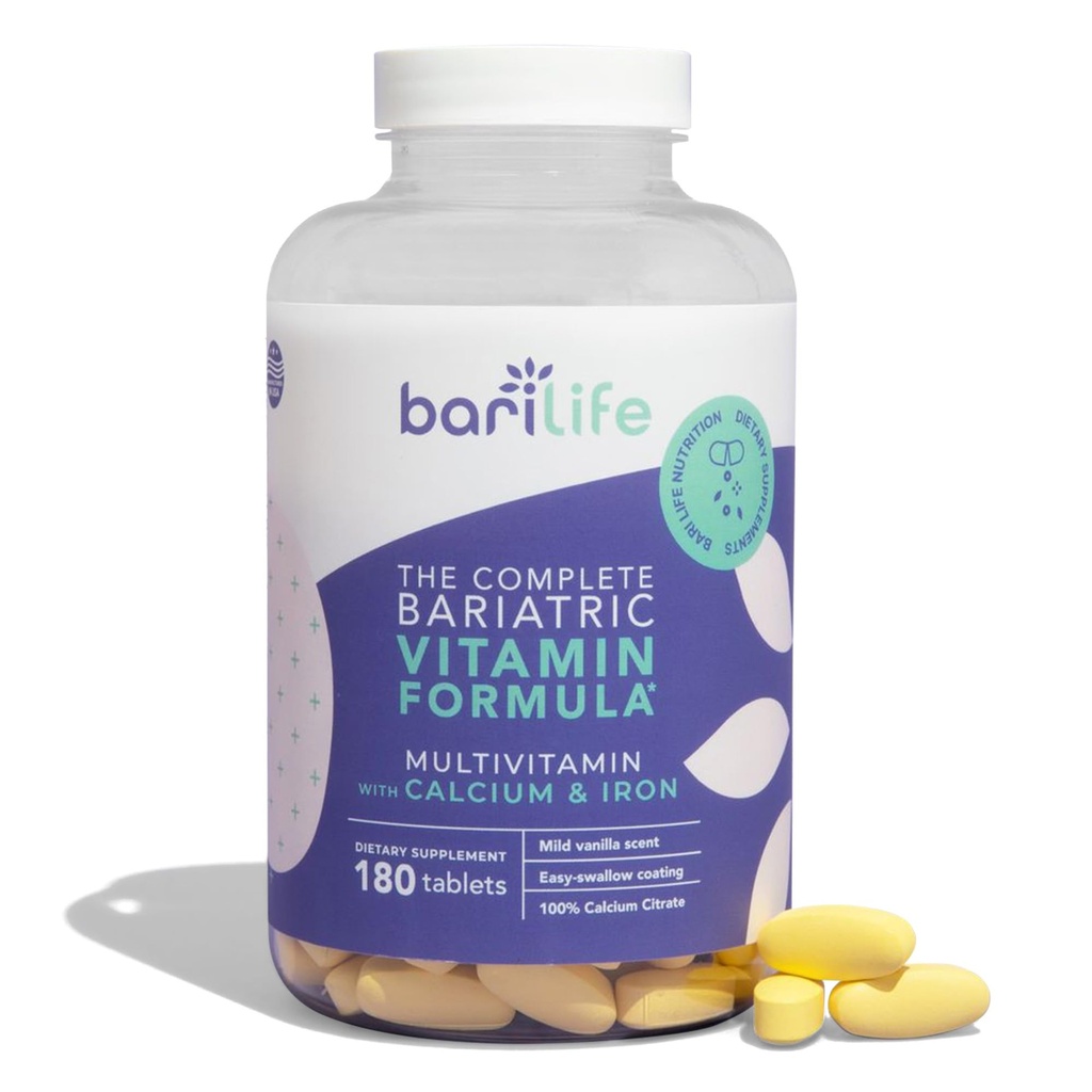 Bari Life Complete Bariatrische Multivitamine Niet-kauwbare Tablet w/Calcium citraat en ijzer - 180 tabletten/fles