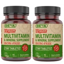DEVA Veganistisch multivitamine- en mineraalsupplement 2-pack, vitamine C, D2, E & B-complex, biotine, 90 kleine tabletten elk