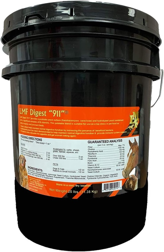 LMF Digest 911" 25 Pond prebiotische en probiotische supplement voor paarden, herkauwers en huisdieren