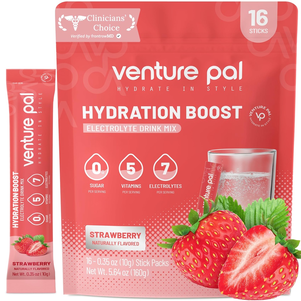 Venture Pal Sugar Free Electrolyte Powder Packets - Liquid Daily IV Drink Mix for Rapid Hydration & Party Recovery 5 Vitaminen & 7 Elektrolyten . Keto Friendly 