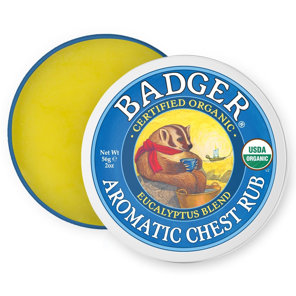 Badger Aromatische borst Rub, Eucalyptus & Mint, 2 oz