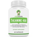 VitaMonk L Theanine 400 mg supplement - L-Theanine 400 mg zonder kunstmatige fillers - Extra sterkte L Theanine supplement - Ltheanine 60 capsules