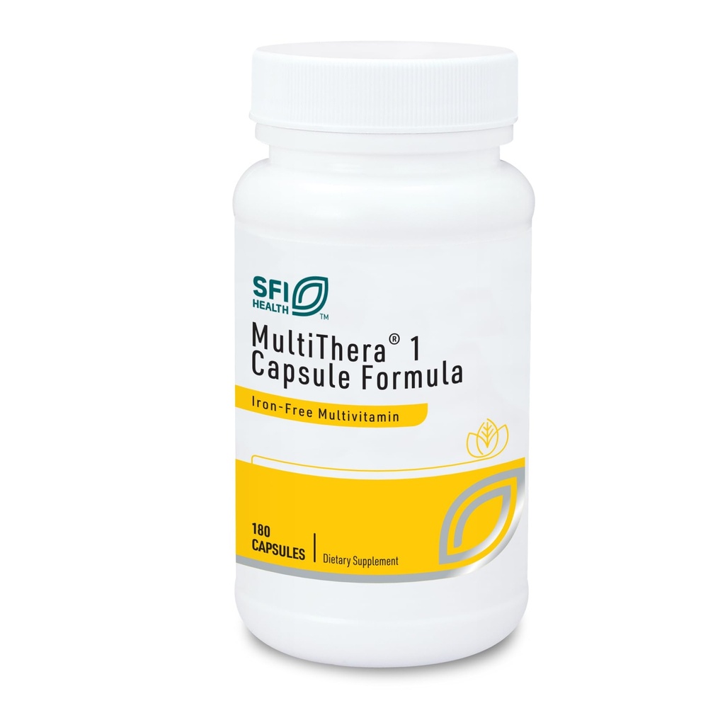 Klaire Labs SFI Health MultiThera 1 Iron-Free Multivitamine & Multimineral Capsule Formula with Essential Micronutriënten - High Potency with Bioactive Folate & B12 - No Iron (180 Capsules)