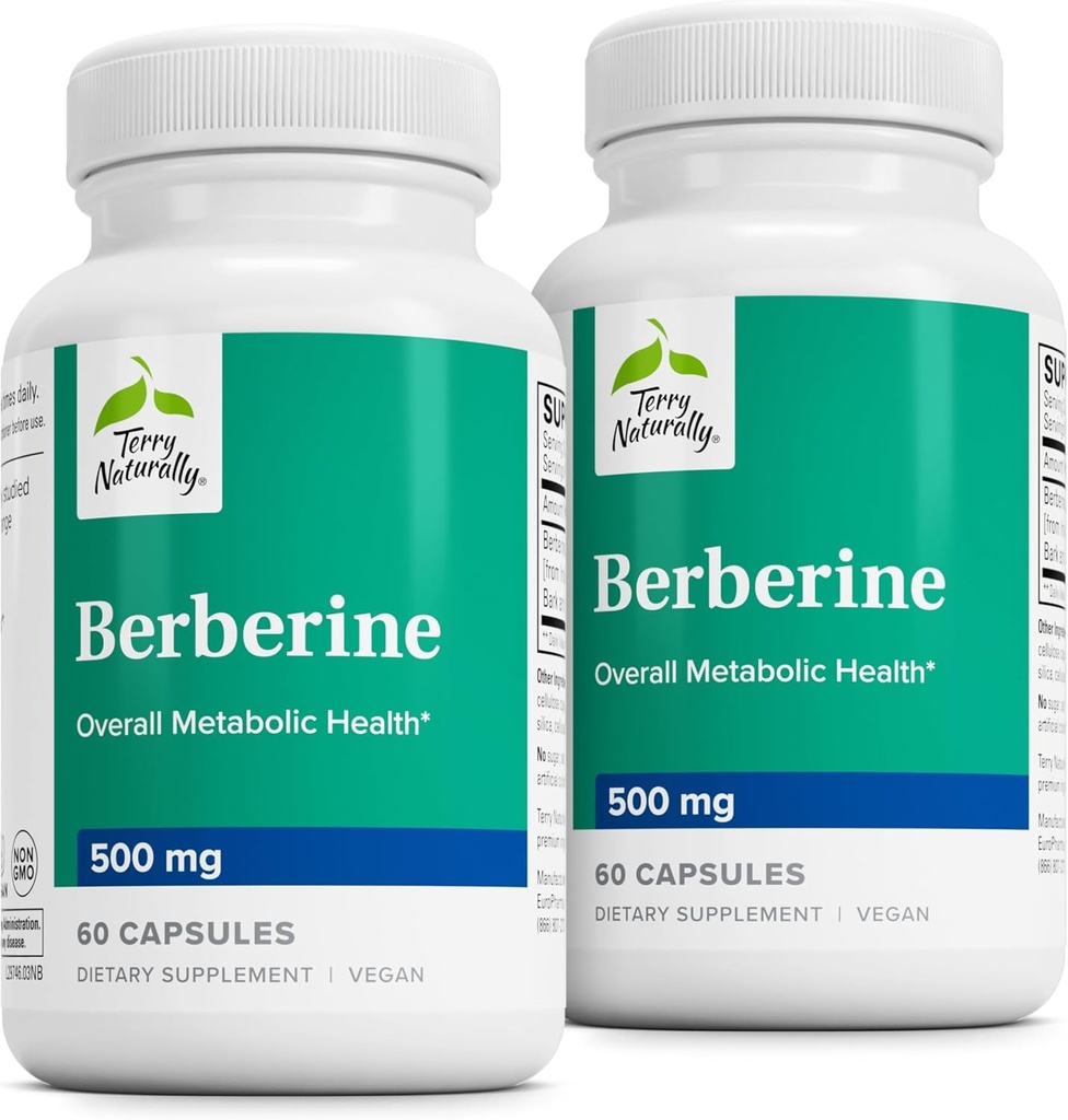 Terry natuurlijk Berberine - Dieetsupplement met Berberine - Liver Health Supplement for Metabolisme Support - Joint Health Support for Men & Women - 60 Capsules (pack of 2)