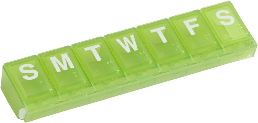 EZY DOSE Weekly (7-Dag) Pill Planner, Medicine Case, Vitamine Organizer Box, Large Locking Compartments om veilige receptie Medicatie en voorkomen dat per ongeluk morsen, Groen