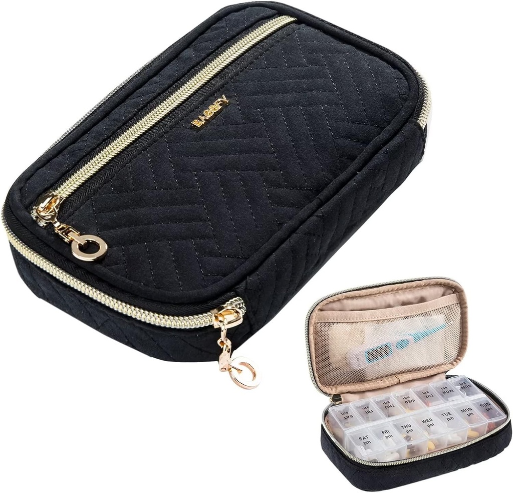 BAGSFY Pill Organizer Case 2 Times a Day- Weekly Medicine Organizer Travel Pill Box with Removable 7 Day Medicine Case Container for Fish Oil, Vitamin, Supplement
