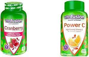 Vitafusion Cranberry Gummies for Women, 500mg per Serving, 60ct Power C Vitamine C Gummies, Orange Flavored, 282mg Vitamine C, 150 Tel.