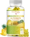 GREENPEOPLE Magnesium Glycinate Gummies with Citrate 1000mg, Taurate & Matale - Sugar Free - Magnesium Potassium Supplement with Vitamin D, K2 for Calm Mood & Zzz Support - 60 Pineapple Gummies