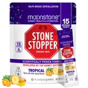 Moonstone Stone Stopper Drink Mix, Tropische, Niersteen Preventie, Calcium Oxalaat Beschermer, Ontwikkeld door Urologen om Hydratatie en Ondersteuning Niergezondheid te verbeteren, 15 dagen Levering
