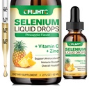 Selenium Liquid Drops, 200mcg Liquid Selenium Supplement met vitamine C & Zink, Ondersteuning voor het immuunsysteem, Antioxidant & Heart Health, Hoge Absorptie, Ananas smaak, 2 Fl Oz