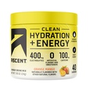 Ascent Clean Hydration + Energy Electrolytes Powder - 100mg Cafeïne, 400mg Elektrolyten, Geen kunstmatige ingrediënten, Orange Mango 40 Servers