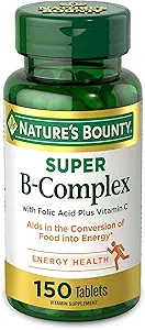 Nature's Bounty, Super B Complex with Vitamine C & Folic Acid - Immune&Energy Support - 150 Tablets,.