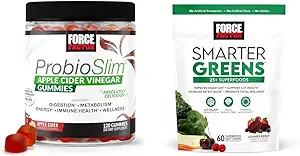 Force Factor ProbioSlim Apple Cider Vinegar Gummies met biologische, LactoSpore & Smarter Greens Superfood Kauwen, Groenen en Superfoods met Probiotica, Antioxidant