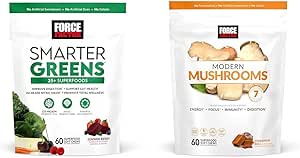 Force Factor Slimmere Groenen Superfood Kauwen, Groenen en Superfoods met Probiotica & Moderne Paddenstoelen Zachte Kauwen, Paddestoel Supplement met Lions Mane, Turkije staart
