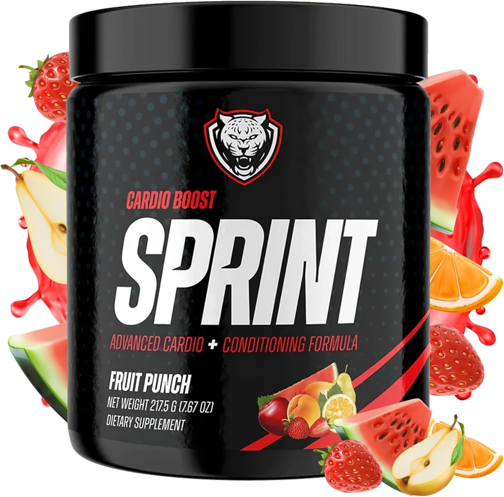 6AM Run Sprint - Pre Workout Powder for Instant Energy Boost for Cardio and Focus - No Jitters, High Energy Conditioning Formula - All Natural, Keto, Vegan (Fruit Punch, volledige fles)