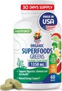 SUNNY SAM Super Food Green supplementen voor volwassenen - 60 tabletten - Biologische Super Greens met echte groenten, fruit en kruiden voor natuurlijke spijsvertering en energie ondersteuning