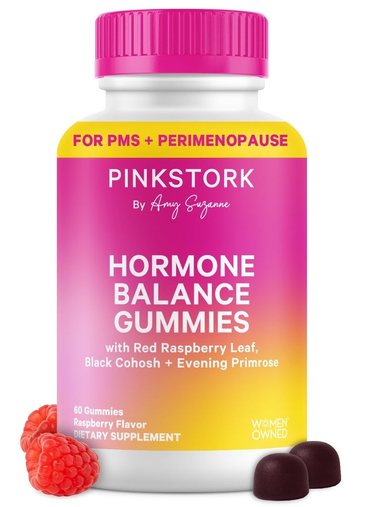 Roze Ooievaars Hormonenbalans Gummies voor vrouwen PMS, Menopauze & Estrogeen Ondersteuning 