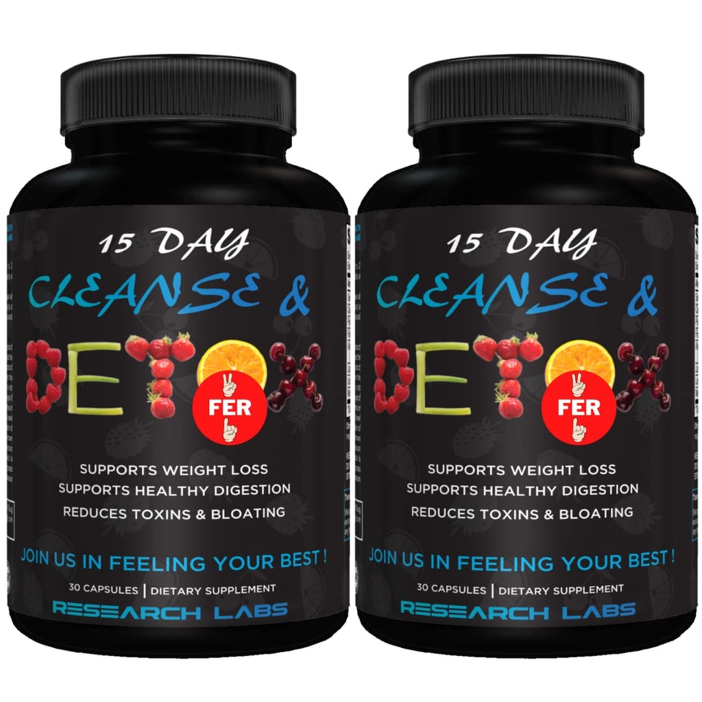 Research Labs 15 dagen Colon Cleanse & Detox for Less Bloat Flat Tummy w/Probiotica - 2 Fer 1 - Constipatie Relief - Flushes Toxins, Boosts Energy. Klinisch onderzocht Veilige en effectieve formule