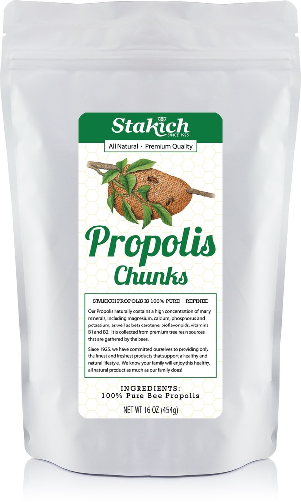 Stakich Bee Propolis Chunks - Pure, Natural - 1 Pond (16 Ounce)
