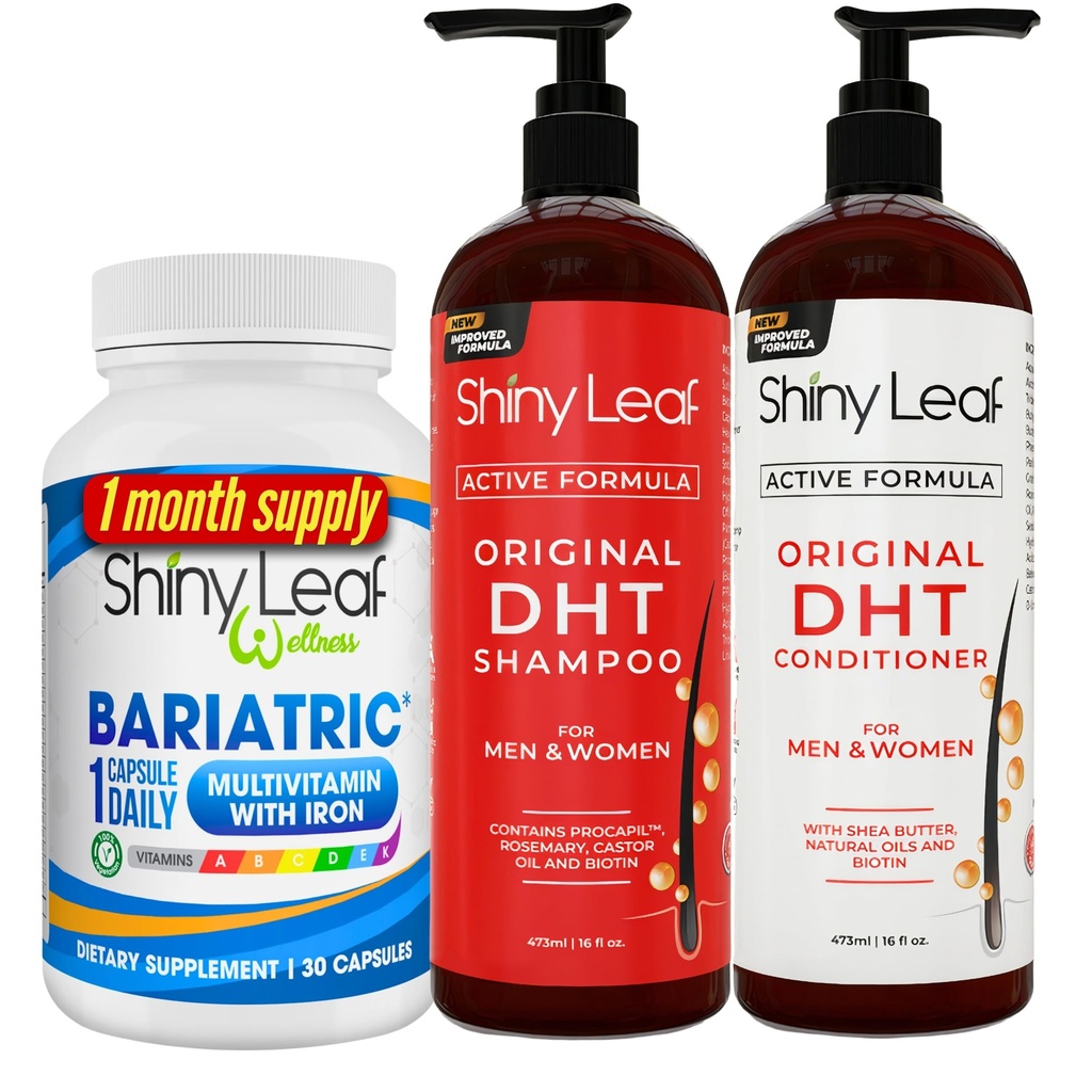 Bariatrische Multivitamine met ijzer en DHT Blocker Shampoo en Conditioner, Haarverlies Shampoo en Conditioner voor vrouwen en mannen