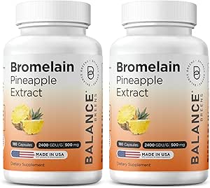 Balancebreens Bromelain 500mg Capsules – 2400 GDU Pineapple Extract Supplement for Joint Support, Natural Swelling Support, and Healthy Digestion – 180 Organic Capsules Made in USA