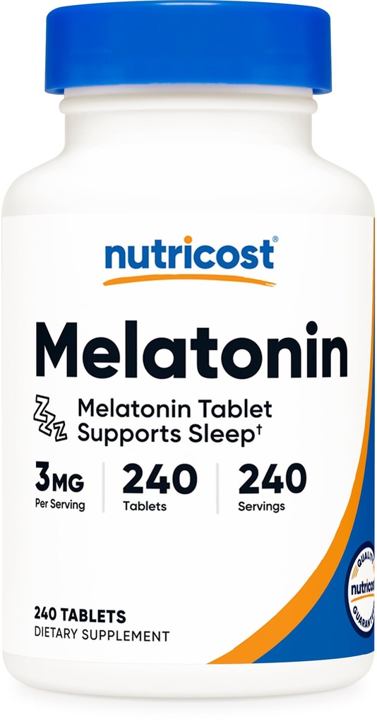 Nutricost Melatonine 3mg, 240 tabletten - 3mg per portie, Non-GMO, Glutenvrij
