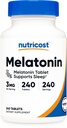 Nutricost Melatonine 3mg, 240 tabletten - 3mg per portie, Non-GMO, Glutenvrij