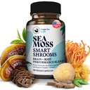 HAPPY FOX Irish Sea Moss Capsules & Mushroom Complex - Biologische Seamos met Adaptogenen voor Brain Health, 1500mg, 90 Vegan Capsules, Biologische Paddestoel Supplement