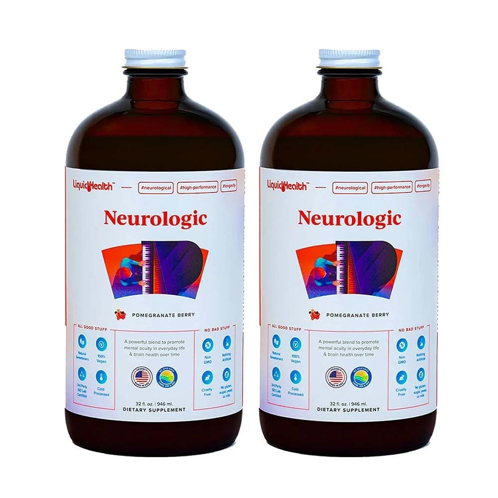LIQUITHEALTH Neurologic Focus Supplement - Brain Booster Nootrope Supplement for Cognitive function, Memory & Focus with Ginkgo Biloba, Choline, L-Theanine & Fosfatidylserine - USA Made (2 Pack)