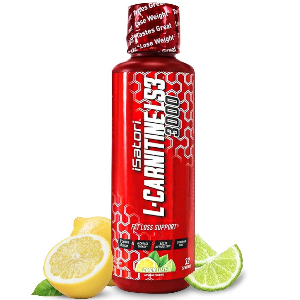 iSatori L-Carnitine LS3 3000, Triple-Blend Liquid L Carnitine Supplement, met acetaat & Tartraat, Stimulerende Vrije Energie, Lage Calorieën, Suiker of Gluten, Keto-Friendly, Lemon Lime (32 Servers)