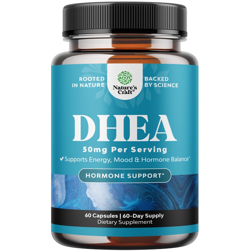 DHEA Supplement voor vrouwen en mannen - Pure DHEA 50mg voor Hormone Balance, Verbetert Mood Stabiliteit, Hersenfunctie, Immuunstelsel, Energie & vruchtbaarheid - Dehydroepiandrosteron Capsules voor volwassenen - 60 Ct