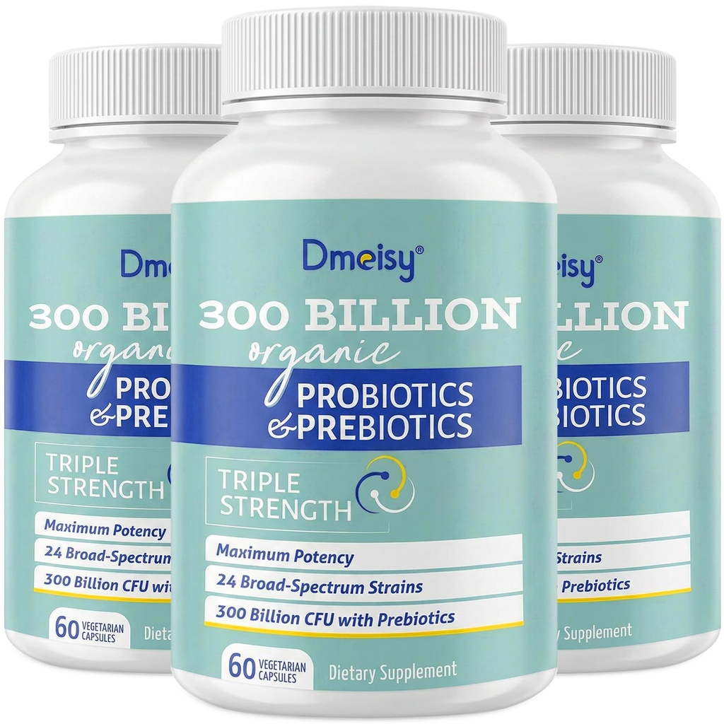 Probiotica voor vrouwen en mannen, 300 miljard CFU 24 strengen Probiotica + 15 biologische kruiden Prebiotica Blend, Shelf Stable Gut Health Supplement voor spijsverteringsimmune & Whole-Body Health, 6 maanden levering
