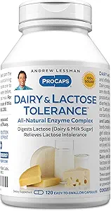 ANDREW LESSMAN Zuivel- en Lactosetolerantie 120 Capsules - Verbetert de natuurlijke vertering van zuivel en Lactose. Lichte, krachtige, natuurlijke enzymen helpen voorkomen dat GI ongemakken in spijsvertering. Geen additieven