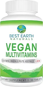 Best Earth Naturals Vegan Multivitamines met 80 belangrijke voedingsstoffen voor welzijn en vitaliteit 30 Tellen