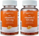 Basics Kids' Vitamine C 125mg Gummies, Oranje, 60 Telling, Immune Health, 2 Maand Levering (voorheen Solimo) (Pack of 2)